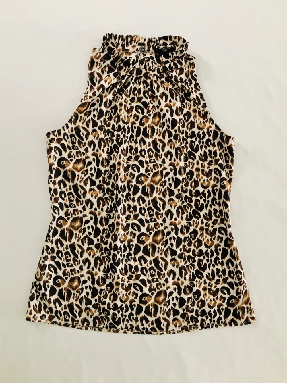 Ann Taylor Sleeveless Satin Animal Print Top Blouse